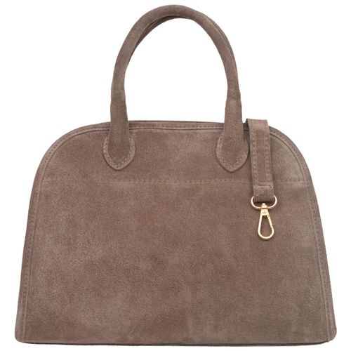 VERA PELLE torebka damska zamszowa klasyczna mała z paskiem V696 taupe na Arena.pl