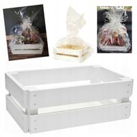 Biała Skrzynka Drewniana pusta Biały Kosz Koszyk prezentowy upominkowy