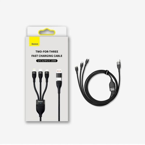 Kabel USB-USB Typ C - Micro USB-USB Typ-C-Lightning BASEUS 3w1 100W 1.2 m na Arena.pl