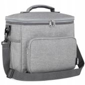 SOLIDNA TORBA TERMICZNA NA LUNCH PIKNIK 2 KOMORY + KIESZENIE PASEK SZARA