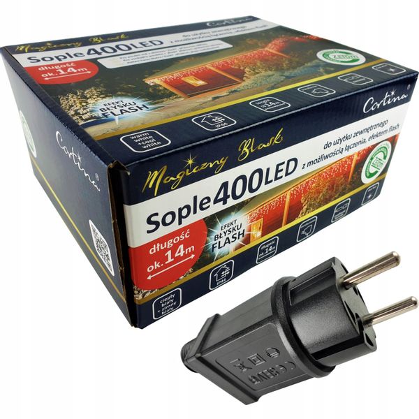 LAMPKI CHOINKOWE SOPLE 400 LED + gniazdo FLASH zdjęcie 1