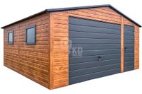 Garaż blaszany 5x5m Brama uchylna drzwi 2x okno drewnopodobny dach TKD259