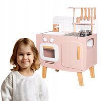 Kuchnia dla dzieci drewniana Retro + akcesoria garnki zlew kran Kinderlly