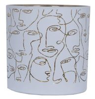 Świecznik szklany w twarze biały mini