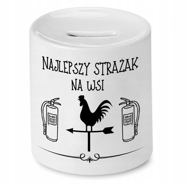 Skarbonka Dla Strażaka Najlepszy Na Wsi Prezent Z Nadrukiem Ze Zdjęciem zdjęcie 1