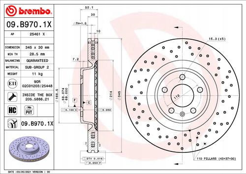 TARCZA HAM PRZOD 345X30 V XTRA BREMBO na Arena.pl