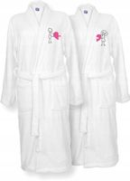 SZLAFROKI BIAŁE Z HAFTEM 2 szt unisex PREZENT personalizowany różne wzory