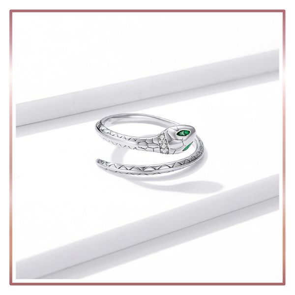 Srebrny Pierścionek Otwarty LŚNIĄCY WĄŻ S925 zdjęcie 6