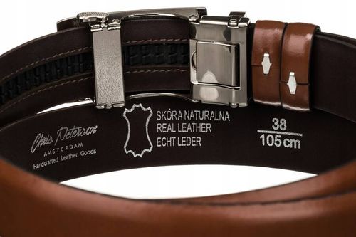 pasek męski z klamrą automatyczną wykonany ze skóry naturalnej - peterson na Arena.pl
