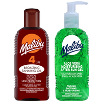 Malibu Olejek Do Opalania SPF4 200ml + Aloe Żel Po Opalaniu 200ml