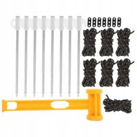 Zestaw śledzie szpilki do namiotu stalowe linki naciągi młotek do wbijania