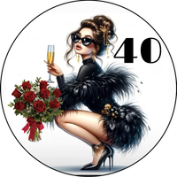 Opłatek na tort Urodziny 18 30 40 50 Balony Happy Birthday Kobieta Postać