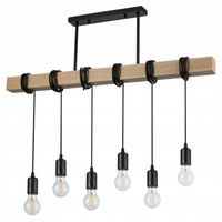 LAMPA WISZĄCA DREWNIANA LOFT LED 6XE27 ŻYRANDOL CZARNA