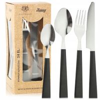 ZESTAW SZTUĆCÓW NA 6 OSÓB SZTUĆCE NOWOCZESNE POŁYSK 24 EL CZARNE RĄCZKI