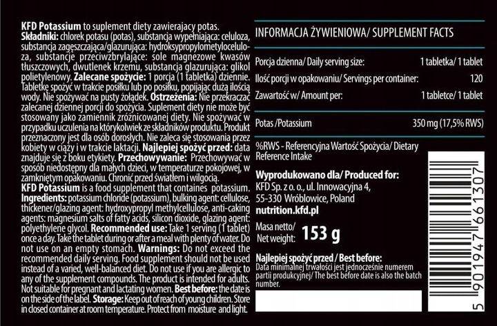 KFD Potassium 120 kaps. zdjęcie 3