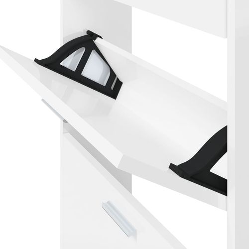 Szafka na buty, wysoki połysk, biała, 59x17x150 cm na Arena.pl