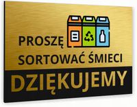 Tabliczka znak informacyjny 40x30 Złota SORTOWANIE ŚMIECI Aluminiowa