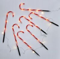Laski cukrowe LED 7szt. Przewód do ogrodu święta 35cm biało-czerwone ogród