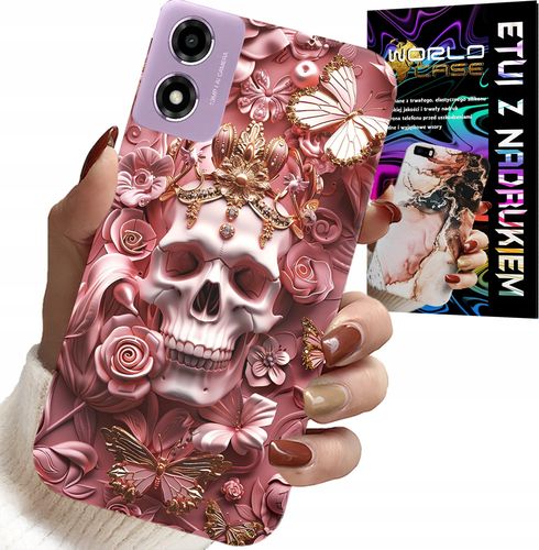 ETUI DO MOTOROLA MOTO E14 - KOBIECE, MODNE WZORY, CZASZKA W RÓŻE na Arena.pl