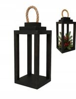 Lampion na Cmentarz Drewniany Latarenka Stroik Grób czarny z uchwytem