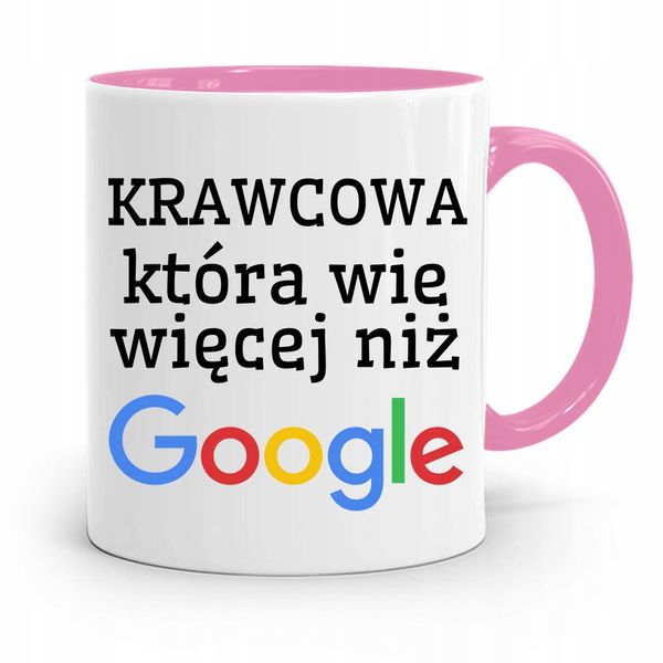 Kubek Różowy Krawca Krawcowej Która Wie Więcej Niż Z Nadrukiem Ze Zdjęciem zdjęcie 1