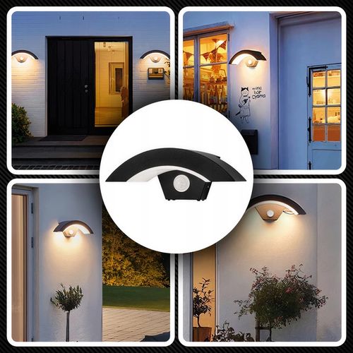 Kinkiet Ścienny Zewnętrzny Lampa Elewacyjna Czujnik Ruchu Zmierzchu 12W na Arena.pl