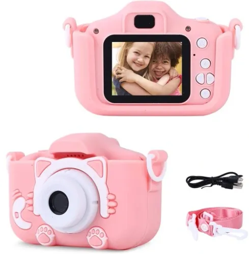 APARAT CYFROWY DLA DZIECI Dziecka Fotograficzny RÓŻOWY KOTEK + KARTA 4GB na Arena.pl