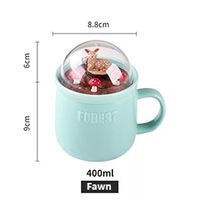 Kubek Ceramiczny - Kreatywną Pokrywką - Idealny Na Prezent Niebieski 400ml