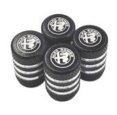 ALFA ROMEO nakrętki na wentyle ALUMINIOWE kapturki wentylki 4szt.