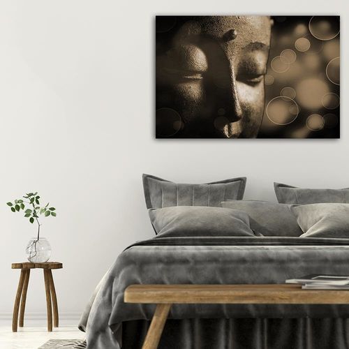 Obraz na płótnie - Canvas, Twarz Buddy koła 90x60 na Arena.pl