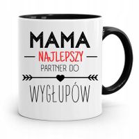 Kubek Czarny Mamy Najlepszy Partner Do Wygłupów Z Nadrukiem Ze Zdjęciem