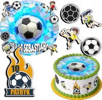 ZESTAW OPŁATEK NA TORT 20CM + 17 POSTACI - PIŁKA NOŻNA + IMIĘ 15CM 18CM