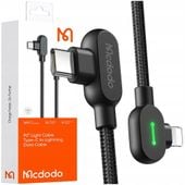 mcdodo kabel kątowy 90° usb-c lightning dwustronny do iphone 13 14 led 1m