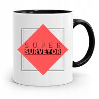 Kubek Czarny Dla Geodety Super Surveyor Z Nadrukiem Ze Zdjęciem