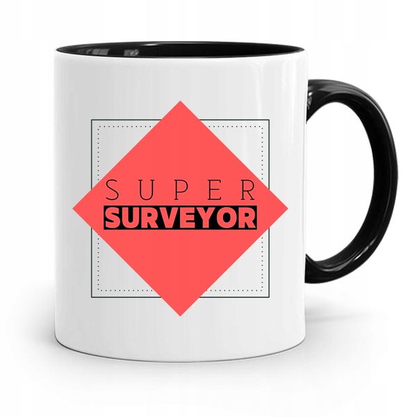 Kubek Czarny Dla Geodety Super Surveyor Z Nadrukiem Ze Zdjęciem zdjęcie 1