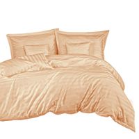 Pościel satyna bambusowo-bawełniana STRIPE BEIGE 140x200 beżowa