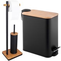 Zestaw Łazienkowy Yoka Home: Kosz na śmieci & Stojak na szczotkę czarny