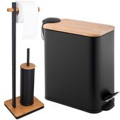 Zestaw Łazienkowy Yoka Home: Kosz na śmieci & Stojak na szczotkę czarny