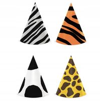 Czapeczki Zwierzęta NA IMPREZĘ URODZINOWĄ 16x10cm 4szt.