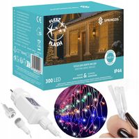 KURTYNA GIRLANDA ŚWIETLNA SOPLE LAMPKI 300LED MULTIKOLOR FLASH OŚWIETLENIE