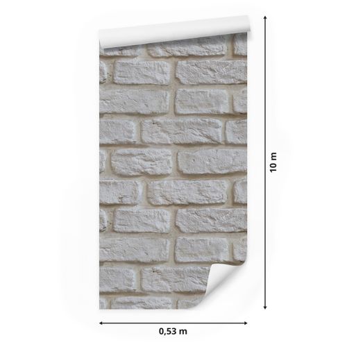 Tapeta W Rolce Białe Postarzane CEGŁY Mur Wzór 3D na Arena.pl