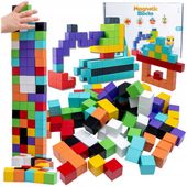 KLOCKI MAGNETYCZNE KONSTRUKCYJNE 3D KOSTKI SZEŚCIANY KOLOROWE MAGNESY 96