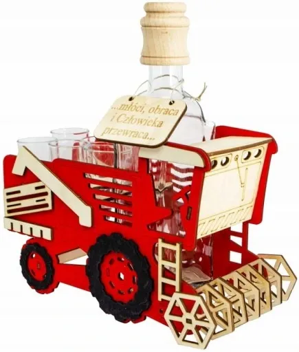 PREZENT NA URODZINY DLA ROLNIKA KARAFKA KOMBAJN Z KIELISZKAMI DLA FARMERA zdjęcie 1