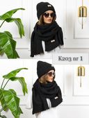 KOMPLET CZAPKA + SZALIK CIEPŁY ZIMOWY szal DUŻY PRĄŻKOWANY KOLORY