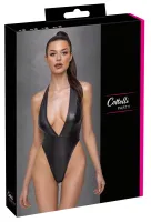 cottelli party body matowe czarne s - wycięte, halter, elastyczne