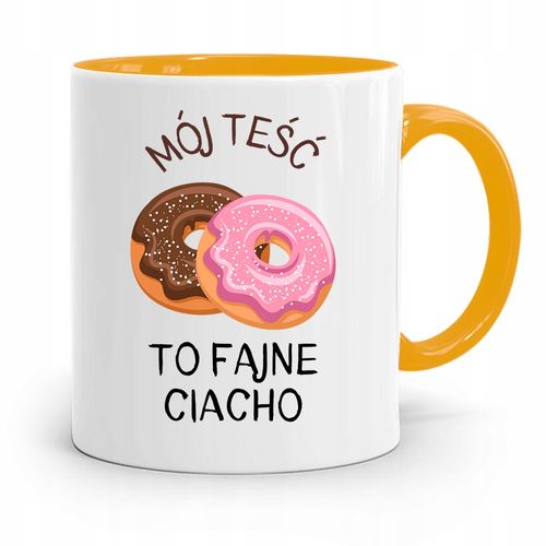 Kubek Żółty Dla Teścia Mój Teść To Fajne Ciacho Z Nadrukiem Ze Zdjęciem na Arena.pl