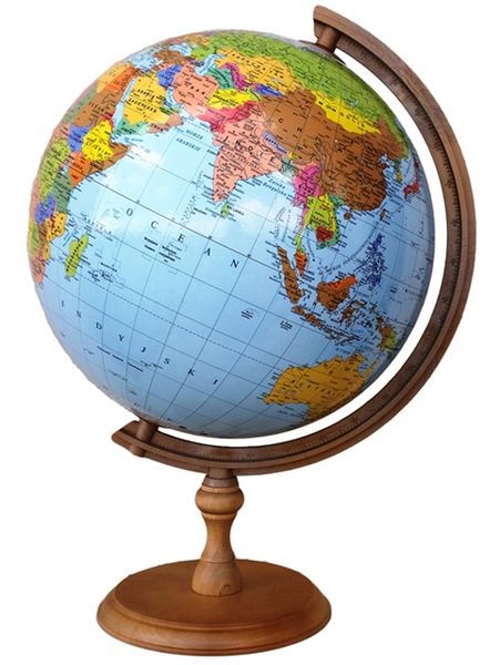 Globus 320mm POLITYCZNY + strefy czasowe + stopka DREWNO Zachem-Głowala zdjęcie 1