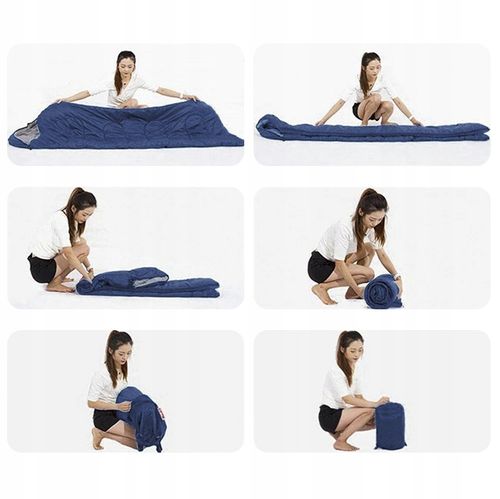 LEKKI ŚPIWÓR TURYSTYCZNY MUMIA KAPTUR 210CM CIEPŁY KOŁDRA + POKROWIEC 2w1 na Arena.pl