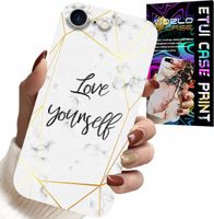 ETUI DO IPHONE 7 / 8 / SE2 - BIAŁY MARMUREK W ZŁOTE RAMKI LOVE YOU