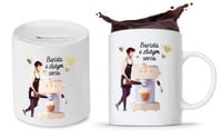 Zestaw Skarbonka + Kubek Dla Baristy Prezent Z Nadrukiem Ze Zdjęciem